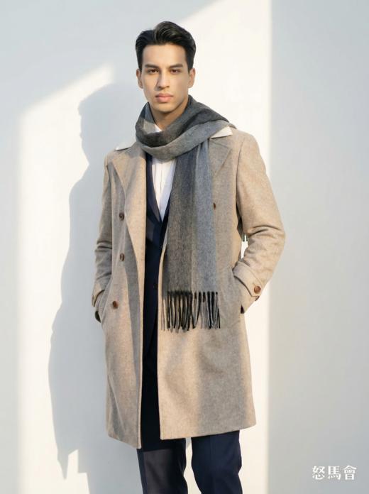 「双面异色7款」阿拉善白绒纯山羊绒水波纹围巾 商品图1