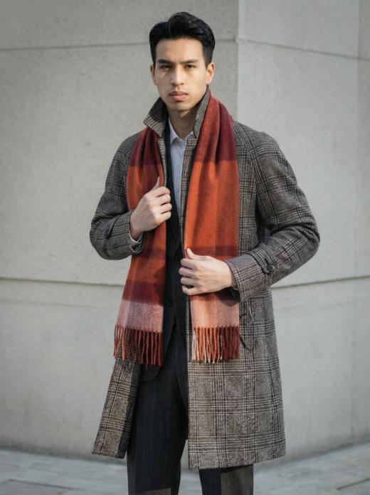 「格型20款」阿拉善白绒纯山羊绒水波纹围巾 商品图6