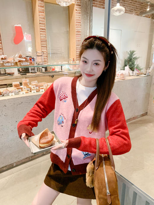 <曾小咸推荐>2.14现货秒杀 ！微信超特价！撞色V领针织开衫 日常229.99 立减140 秒杀89.99！！ 商品图13