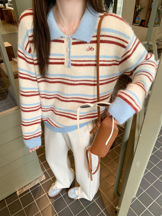 <曾小咸推荐>2.14现货秒杀 ！微信超特价！韩系撞色条纹毛衣 日常209.99 立减120 秒杀89.99！！ 商品图7