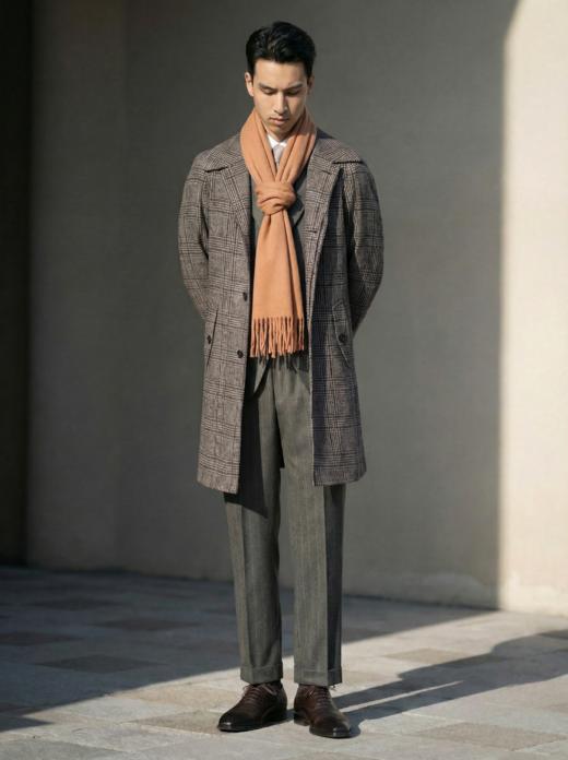 「素色16款」阿拉善白绒纯山羊绒水波纹围巾 商品图1