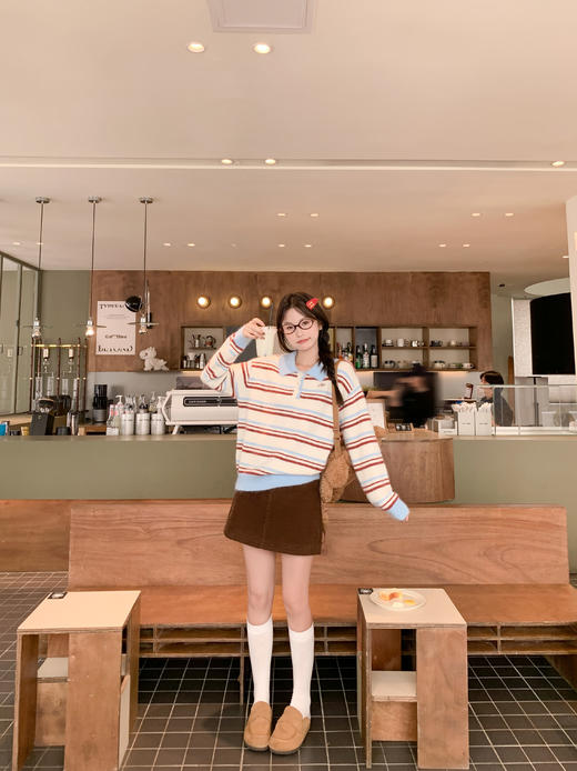 <曾小咸推荐>2.14现货秒杀 ！微信超特价！韩系撞色条纹毛衣 日常209.99 立减120 秒杀89.99！！ 商品图5