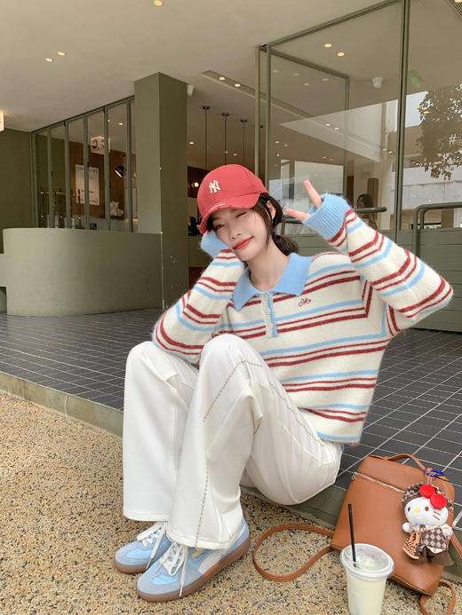 <曾小咸推荐>2.14现货秒杀 ！微信超特价！韩系撞色条纹毛衣 日常209.99 立减120 秒杀89.99！！ 商品图12