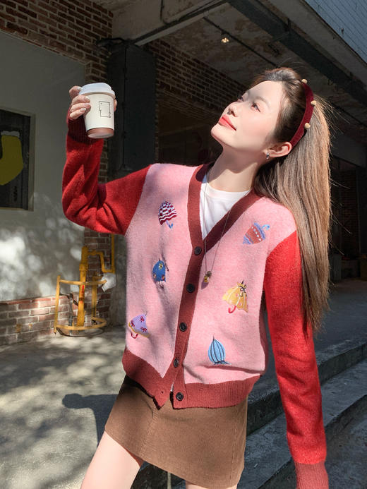 <曾小咸推荐>2.14现货秒杀 ！微信超特价！撞色V领针织开衫 日常229.99 立减140 秒杀89.99！！ 商品图12