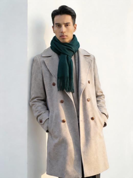 「素色16款」阿拉善白绒纯山羊绒水波纹围巾 商品图7