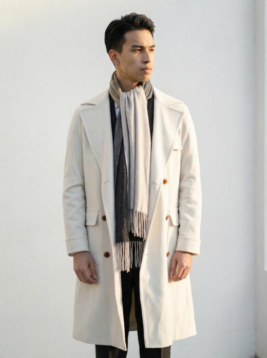 「渐变色9款」阿拉善白绒纯山羊绒水波纹围巾 商品图5