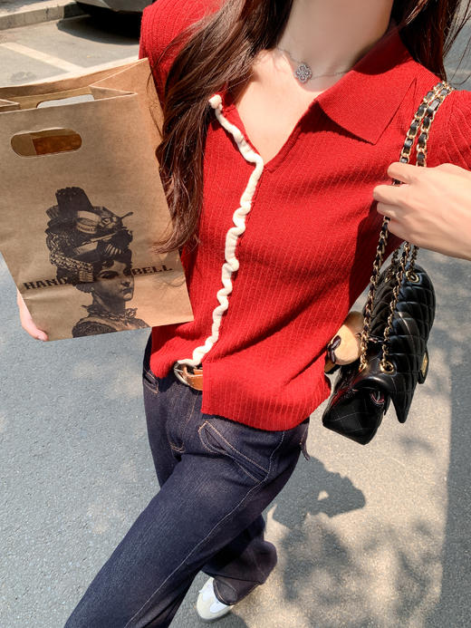 <曾小咸推荐>2.13现货秒杀 ！微信超特价！2色韩系撞色针织衫 日常169.99 立减90 秒杀79.99！！ 商品图12