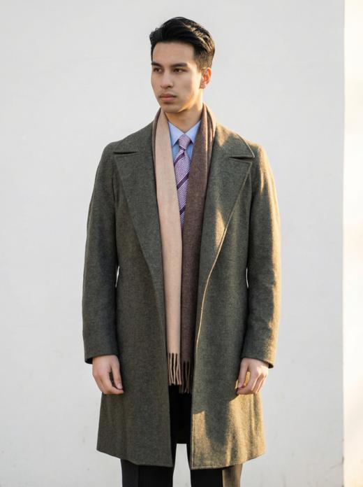 「渐变色9款」阿拉善白绒纯山羊绒水波纹围巾 商品图4