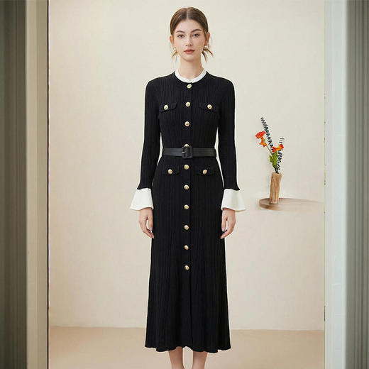 「自」全新升级【铂金会员468/天猫629/差价161】(54931)洛诗琳气质圆领百搭针织连衣裙2026春季新款修身显瘦长款连衣裙 商品图3