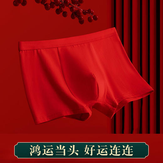 春节不打烊【鸿运当头❗️好运连连】本命年大红男士内裤纯棉情侣结婚红色四角裤女士马年鸿运中腰短裤。jc 商品图0