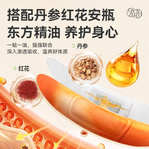 甘之颐 艾草红花暖灸贴 5片/盒 精油暖贴姨妈草本穴位草本贴热敷贴 商品图3