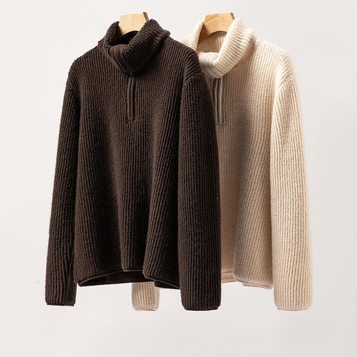 100%Baby小山羊绒~半开拉链多穿翻领毛巾绣羊绒衫BABY260497 商品图2