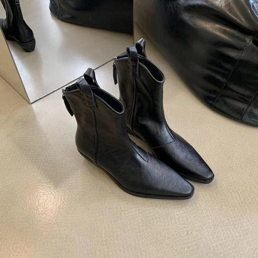 （黑色37无货勿拍）M-DAY新款GZ欧美手抓纹复古V口西部短靴（LH)154744352- 商品图1