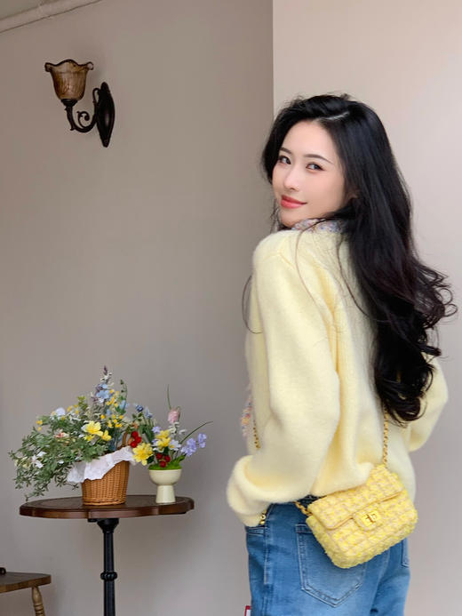 【百图lulu定制】【春光貂绒外套】五彩线点缀 爱心扣 貂绒纱线 针织外套 商品图5