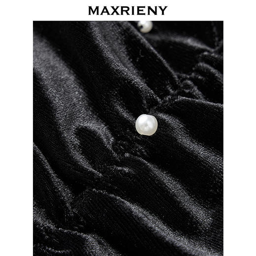 MAXRIENY宫廷风波点网纱拼接丝绒高级2025早春收腰长袖显瘦连衣裙(货号:MS85DR777) 商品图2