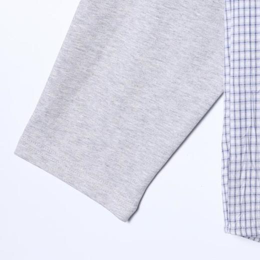 86007SDSA男装2026新款高贵轻奢韩版简约拼接格子长袖衬衫百搭休闲衬衣 商品图4