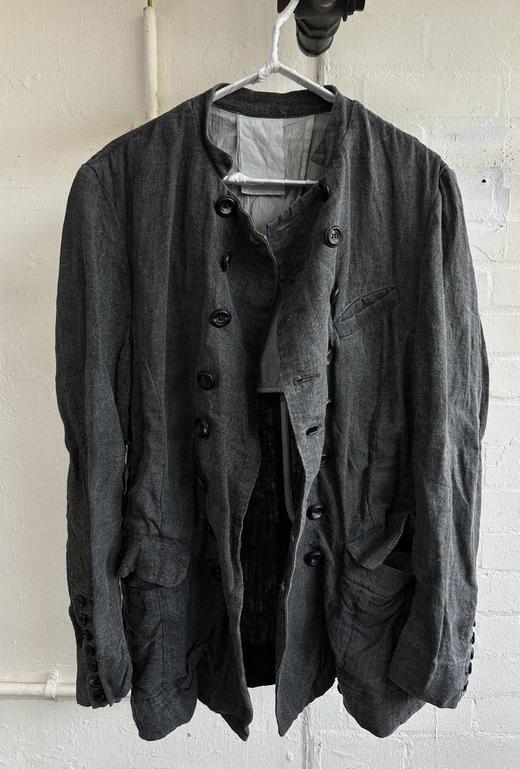 John Alexander Skelton 26SS 墨染亚麻双排扣夹克 商品图3