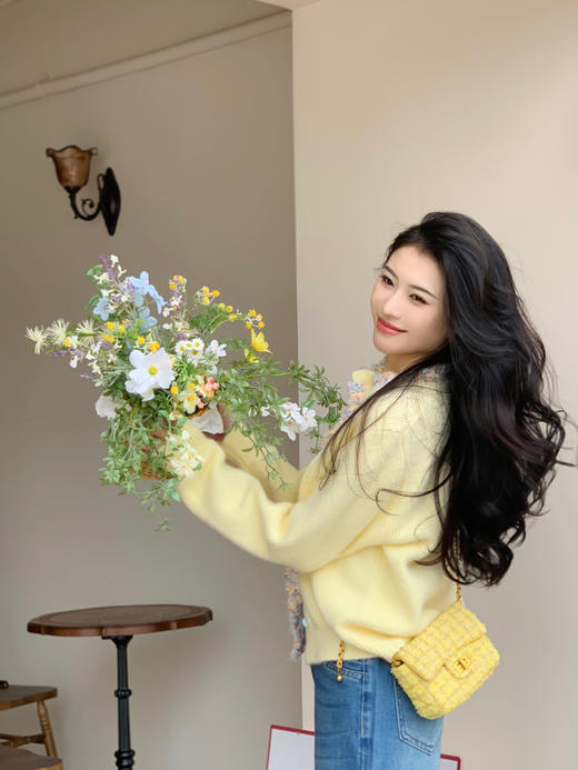 【百图lulu定制】【春光貂绒外套】五彩线点缀 爱心扣 貂绒纱线 针织外套 商品图8