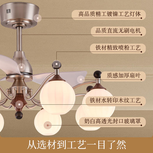 新品双倍积分🔥OPPLE欧普照明咖啡豆26款风扇灯中古风胡桃木色复古客厅餐厅装饰灯 商品图3