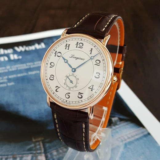 【95新】LONGINES 浪琴L4.785.8.73.2自动机械机芯38.5MM（男款）经典复刻系列18K玫瑰金160126NJS24 商品图1