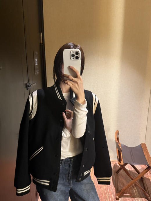 YS*原单Teddy撞色拼皮羊毛棒球服官网同步 商品图12