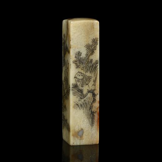 孤品17722昌化石线刻山水人物素章方章落款章斋馆章-2.0*2.0*8.3cm 商品图3