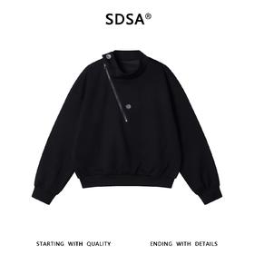 SDSA男士春夏新款痞帅男装韩版潮牌纯色斜拉链立领卫衣百搭宽松