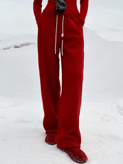 红红火火一整年弧型拼接弯刀镰刀卫裤 商品图8