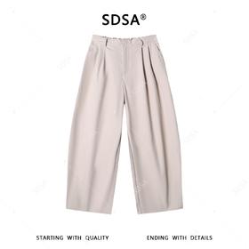 SDSA男装2026新款高贵轻奢百搭纯色收褶阔腿休闲裤时尚简约裤子
