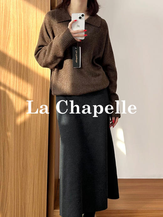 专柜实拍【绵羊毛/柔软亲肤】拉夏贝尔/La Chapelle法式高级感翻领半拉链针织衫松弛慵懒感套头毛衣 商品图5