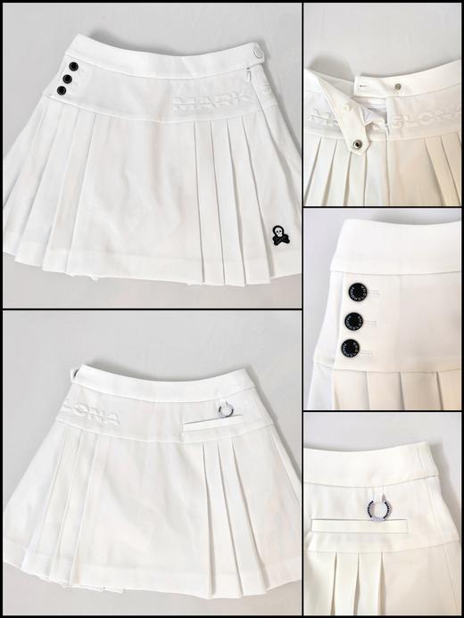 M&L春季新款女士百褶运动短裙来啦！这款弹力薄雾面短裙融合运动时尚风格和活力十足的百褶设计，搭配💀徽标，彰显经典格调。春夏秋是与百褶最相配的季节，经典舒适仿佛从来不会过时！ 商品图2