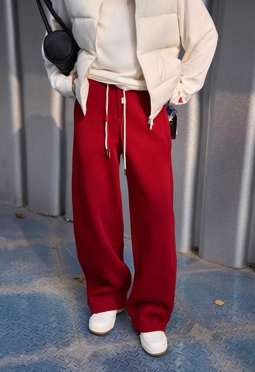 红红火火一整年弧型拼接弯刀镰刀卫裤 商品图1