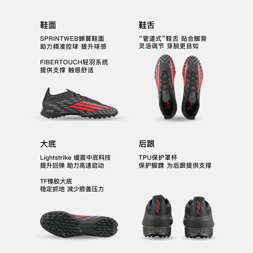 小李子ADIDAS阿迪达斯 F50 次高端TF碎钉成人训练足球鞋男JR8941 商品图1