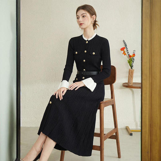 「自」全新升级【铂金会员468/天猫629/差价161】(54931)洛诗琳气质圆领百搭针织连衣裙2026春季新款修身显瘦长款连衣裙 商品图1