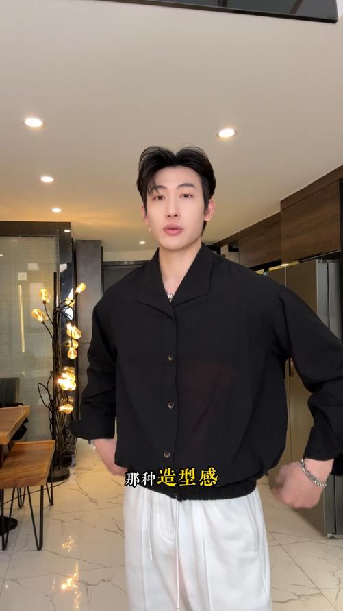 SDSA男士春夏新款痞帅男装时尚简约短款纯色长袖衬衫百搭宽松衬衣 商品图0