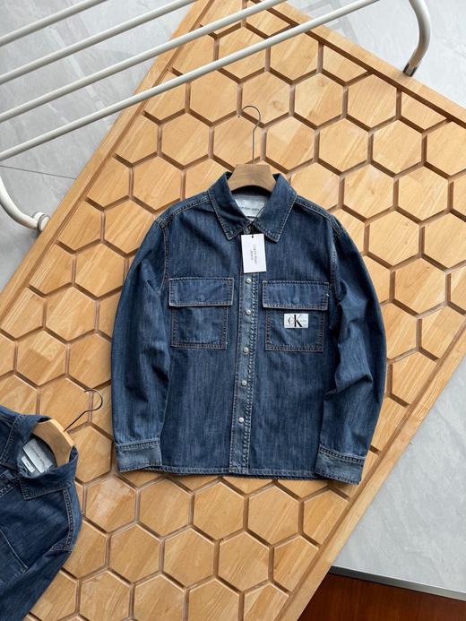 春夏男士简约布标复古纯棉宽松牛仔衬衫外套 商品图2