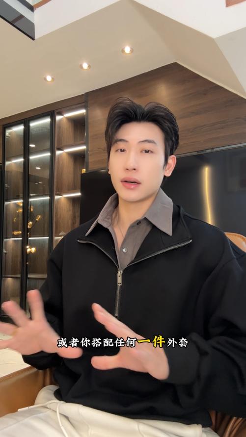 WY730SDSA春夏新款痞帅男装美式潮牌半拉链立领假两件卫衣百搭宽松上衣 商品图0