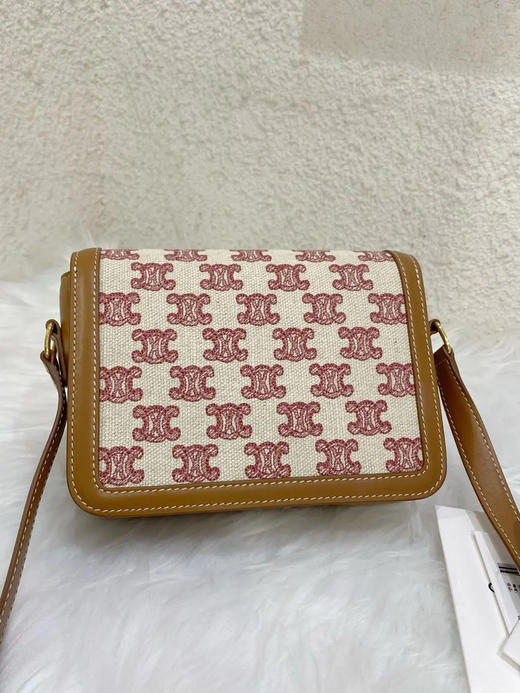 Celine 凯旋门 teen 刺绣帆布拼皮 翻盖包 商品图1