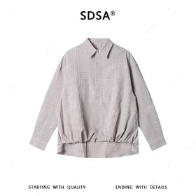 SDSA男装2026新款高贵轻奢潮牌时尚格子前短后长设计长袖衬衫百搭
