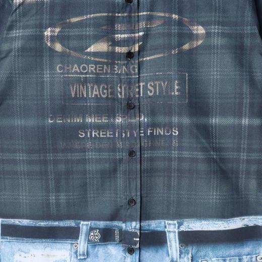 86006SDSA男装2026新款高贵轻奢美式复古撞色印花字母长袖衬衫百搭宽松 商品图3