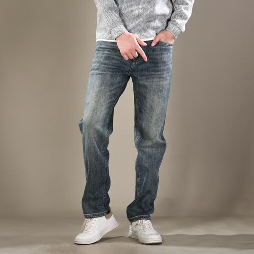 DRONKOO 2026 正常腰表袋斜贴标中厚牛仔长裤 商品图1