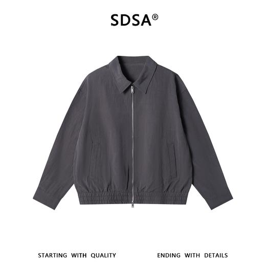 SDSA男士春夏新款痞帅男装老钱风商务纯色拉链翻领夹克外套百搭 商品图0