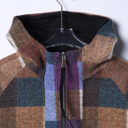 SDSA秋冬新款痞帅男装时尚撞色格子设计半拉链立领连帽卫衣高级感 商品图1