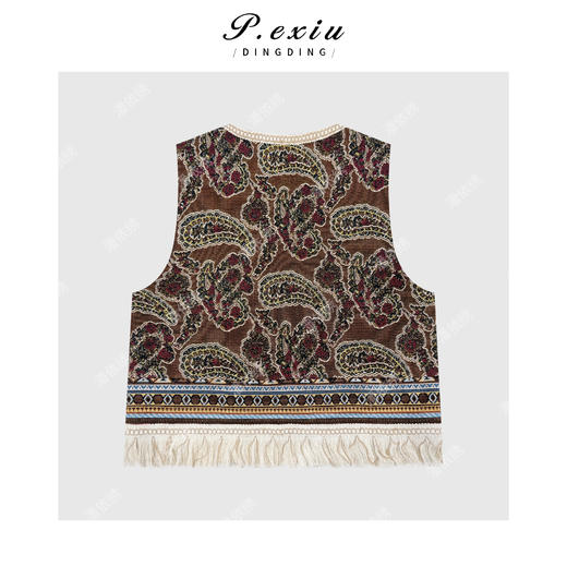 04-2潘依绣丁丁宠粉波西米亚风拼接流苏下摆无袖马甲Q46993 商品图1