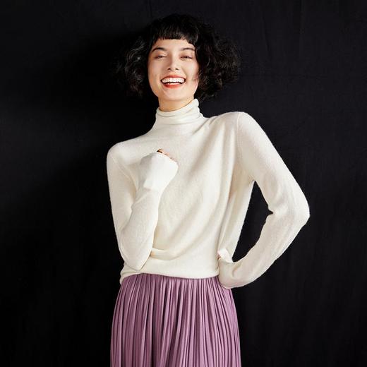 一线成型~无缝堆堆领山羊绒衫女软糯高领宽松套头针织打底衫毛衣 商品图4