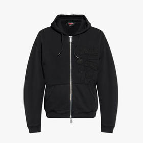 DSQUARED2 男士Magliano联名徽标刺绣贴片棉质连帽外套 黑色 S71HG0151 S25030 900