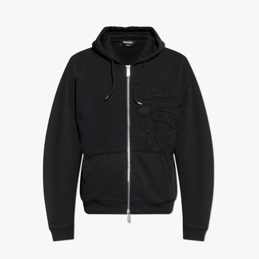 DSQUARED2 男士Magliano联名徽标刺绣贴片棉质连帽外套 黑色 S71HG0151 S25030 900 商品图0