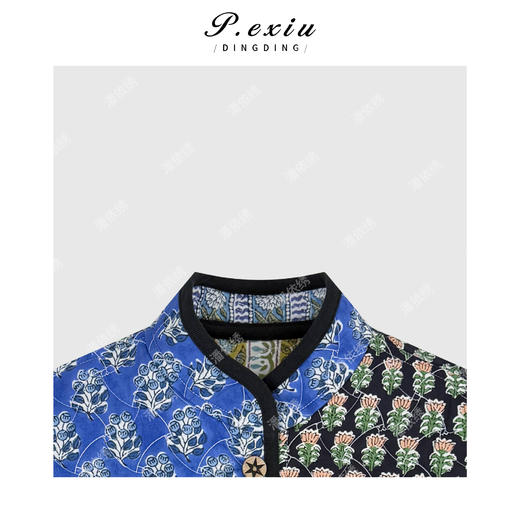 04-3潘依绣丁丁宠粉小众复古印花拼接两面穿立领无袖棉服马甲Q96145 商品图2