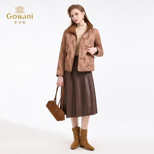 【鹅绒】乔万尼优雅复古立领宽松白鹅绒短款羽绒服ED4T760 商品图4