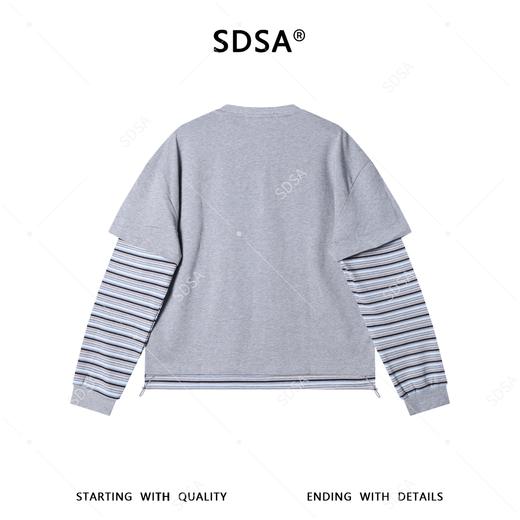 26008SDSA男装2026新款高贵轻奢设计师拼接条纹圆领假两件长袖T恤百搭 商品图4